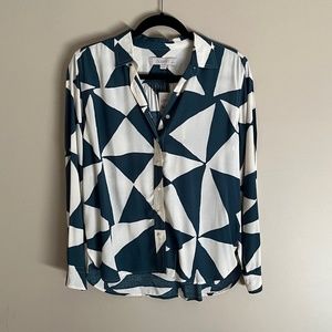 Loft Green and Ivory Blouse NWT